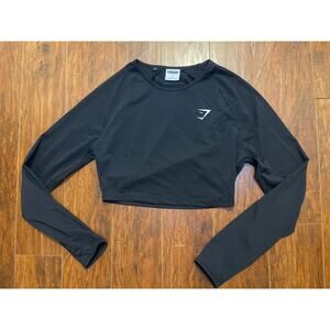 Gymshark Seamless Long Sleeve Crop Top Black Size Small